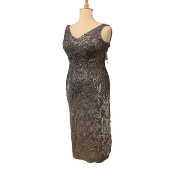 R & M Richards Gunmetal Ombré Sequin Party Dress Plus‎ size 18W New! - Picture 9 of 12